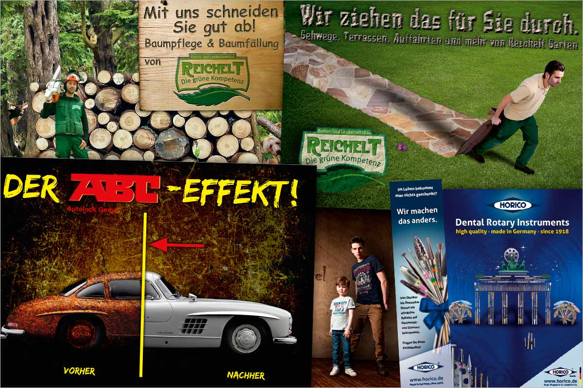 Bildcollagen der Werbeagentur für Garmisch-Partenkirchen und Murnau am Staffelsee