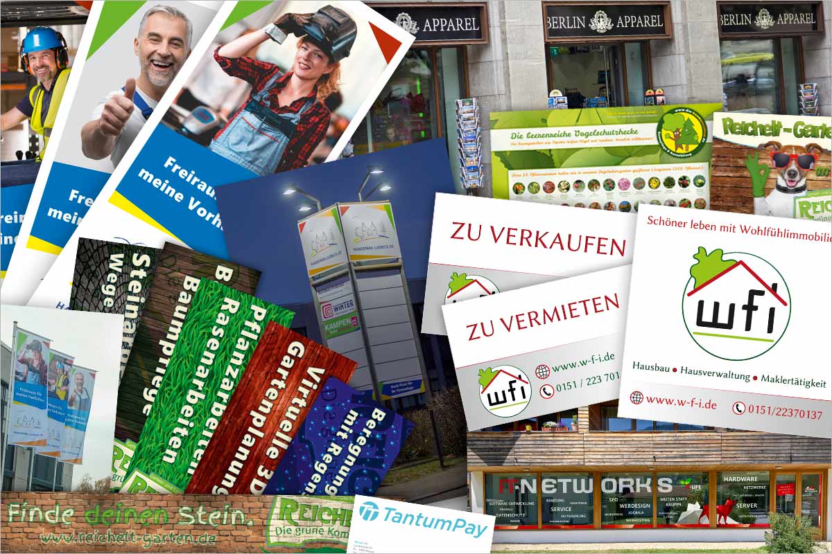Firmenschilder + XXL-Werbebanner der Werbeagentur für Weilheim in Oberbayern und Peißenberg