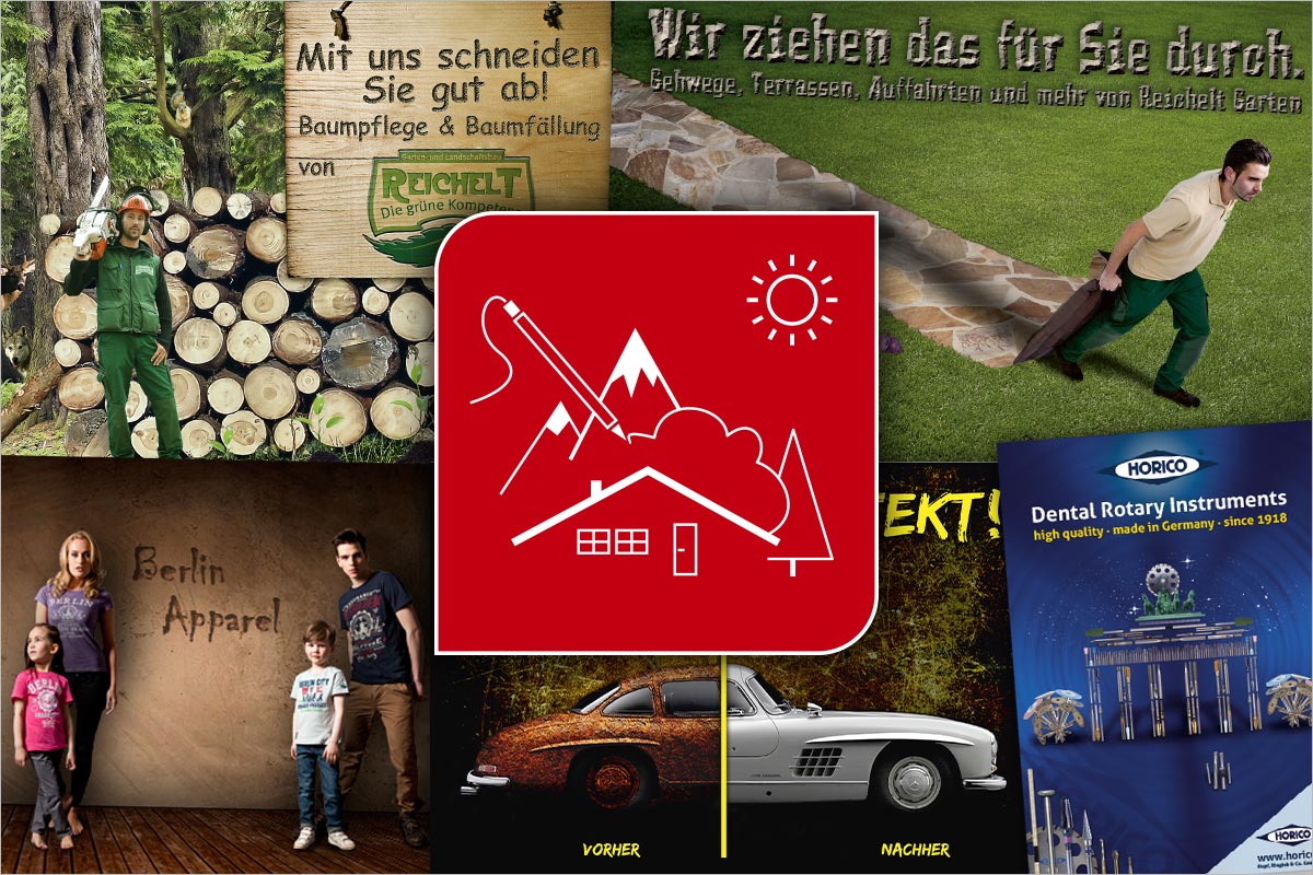 Bildcollage von Referenzen im Grafikdesign (Bildcollagen) - Werbeagentur für Oberbayern