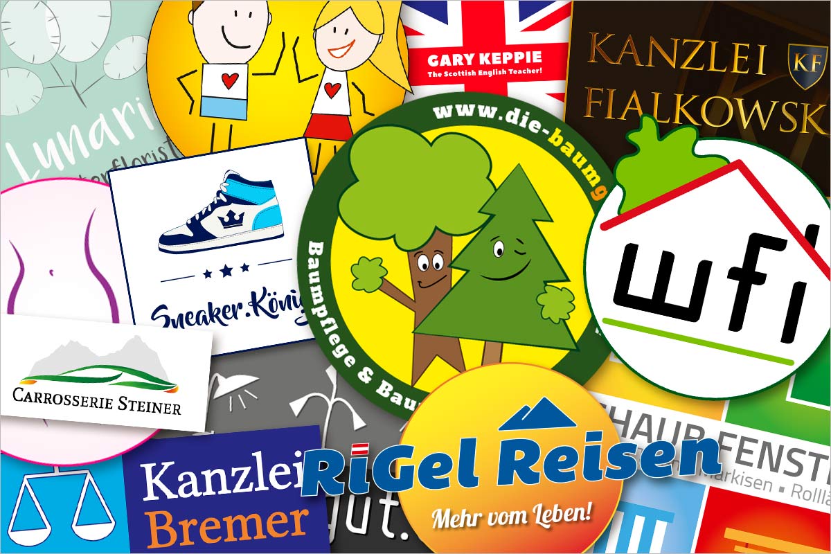Bildcollage von Referenzen Logo Design - Werbeagentur für Oberbayern