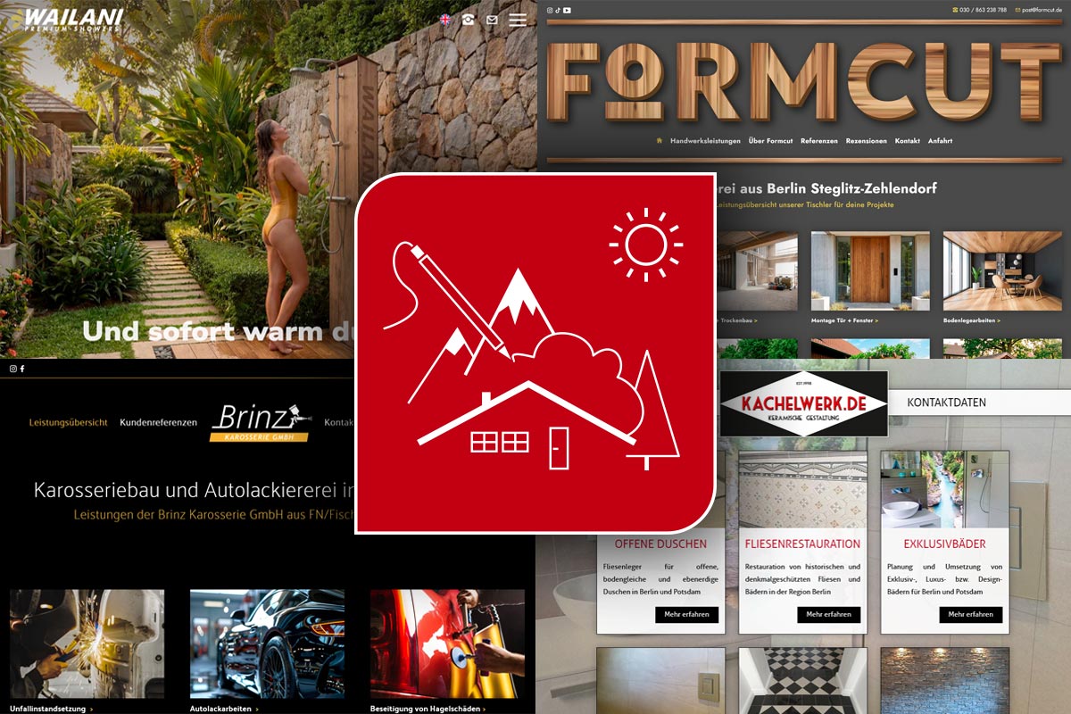 Bildcollage von Internetseiten der Online Marketing Agentur aus Oberbayern